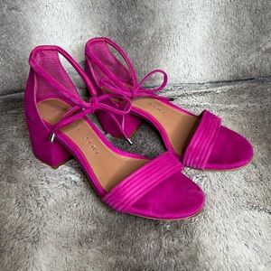 Gianni Bini hot pink ankle lace heeled sandals size 5.5